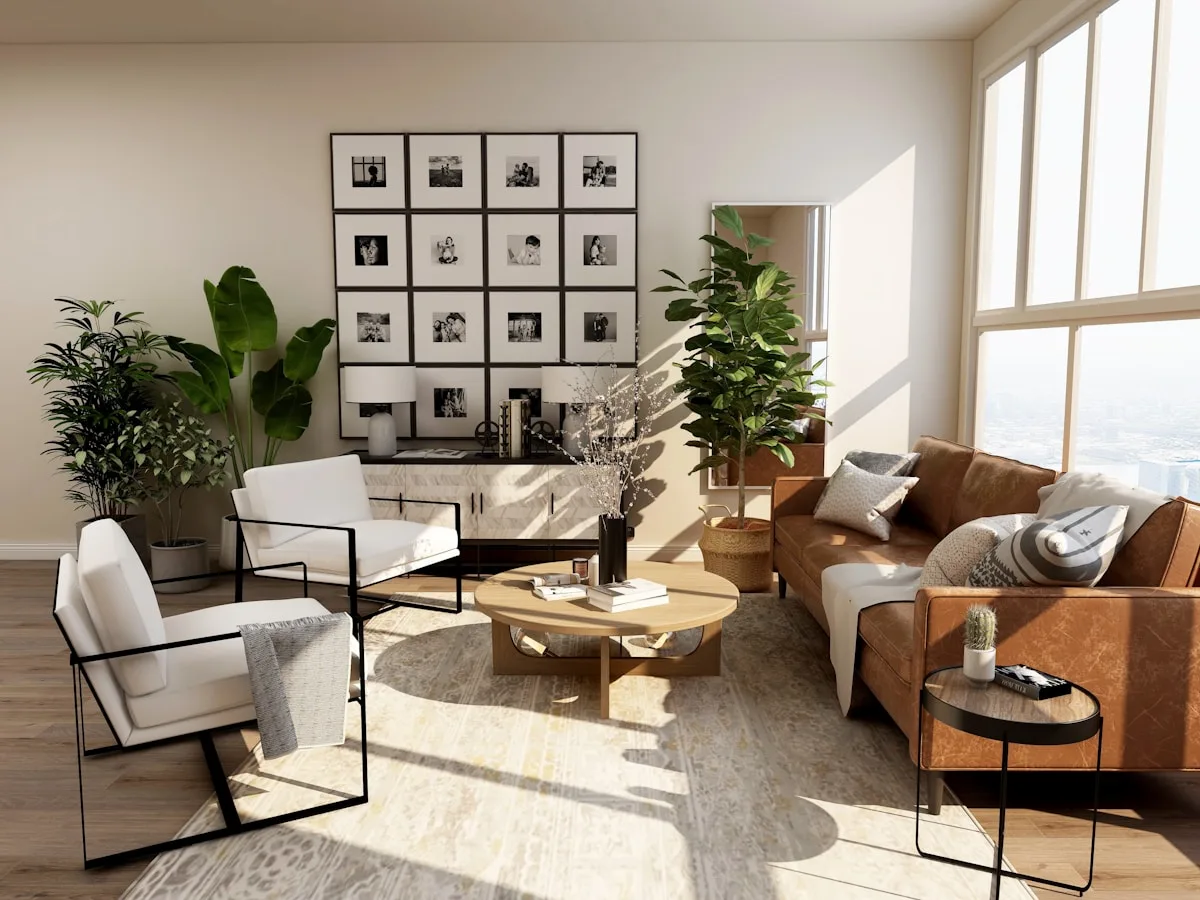 Bright living room after a professional clean
